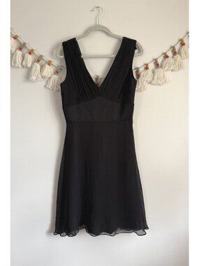 VTG WHBM 100% Silk V-neck Black Sleeveless Mini Dress Whimsigoth Dark Romantic 8